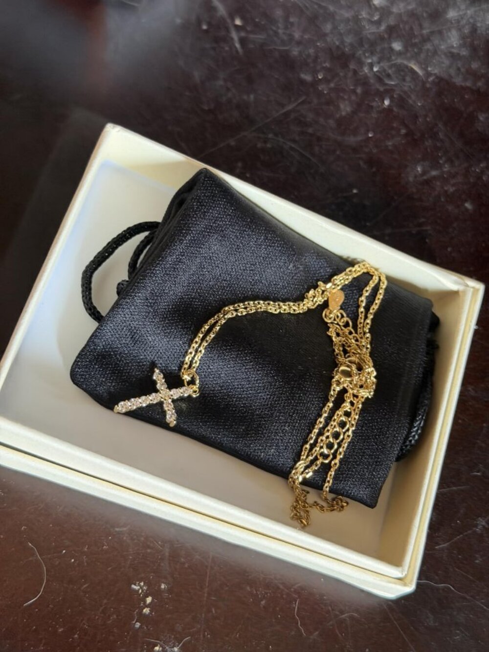 Dainty Cross Necklace Women Waterproof CZ Religious Gold Silver Jewelry
